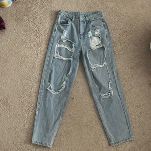 SHEIN ripped cut out mom jeans
